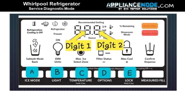 whirlpool refrigerator service diagnostic mode