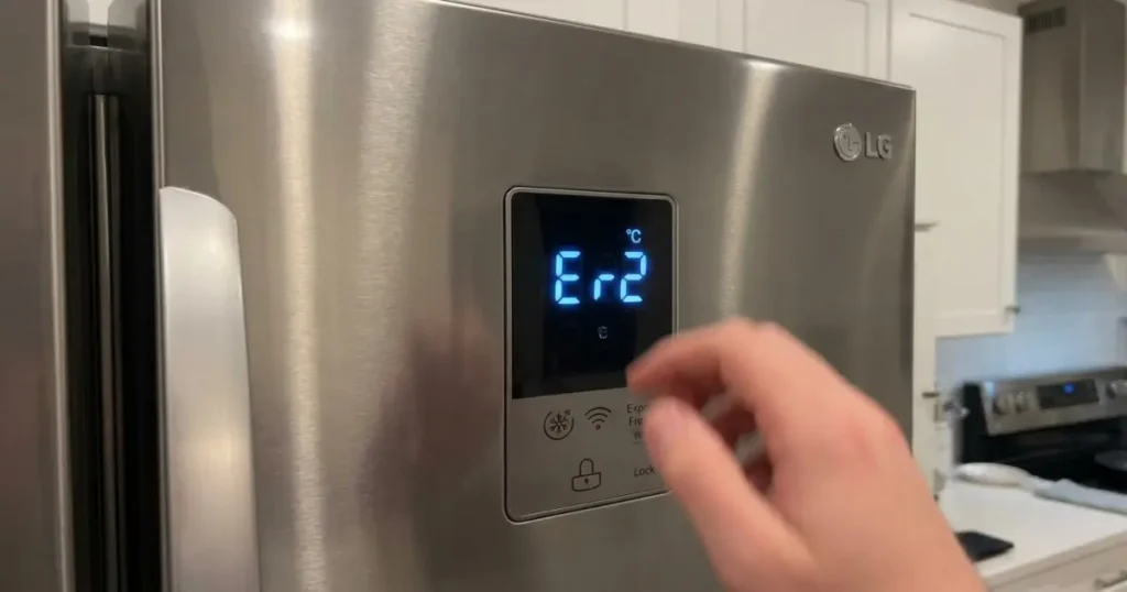 LG refrigerator with error code E r2
